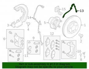 Front right brake hose for Land Rover Range Rover Evoque 12-18 (under 349mm)