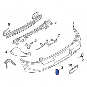 Rear bumper trim right Ford Bronco Sport 21-25 for license plate light
