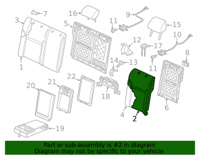 Rear seat row 2 upper left VW Jetta 19-24 black cloth, with headrest