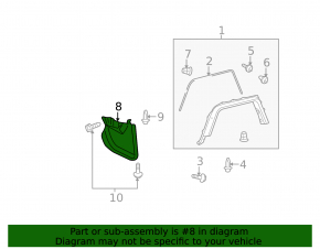 Rear right mudguard for Toyota FJ Cruiser 2007-2014