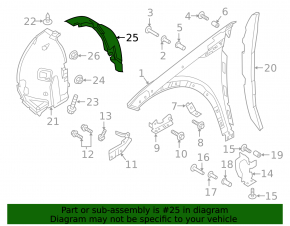 Front left rear mudguard liner Land Rover Discovery Sport 17-19