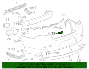 Rear view camera mount on the bumper of Chevrolet Malibu 13-15