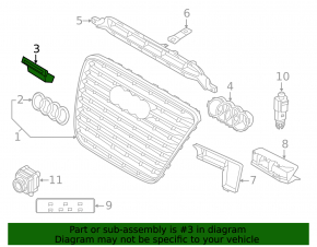 The "quattro" emblem on the radiator grille of the Audi A8 10-13 pre-restyling