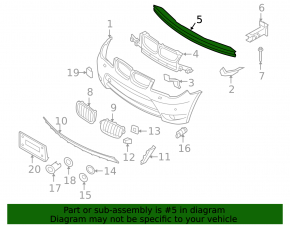 Front Bumper Reinforcement BMW X3 E83 03-10 Without Aero Package, 2004-06, Without Aero Package, 2007-10