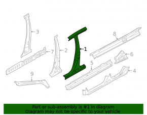 Body pillar central right Subaru Outback 15-19 dents, sawed off