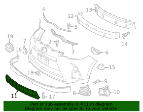 Toyota Prius C 15-17 front bumper lower grille