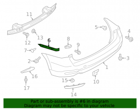 Rear bumper mount long left Subaru Forester 14-18 SJ