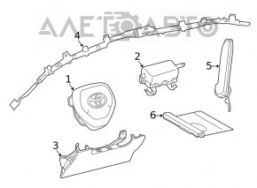 Airbag airbag side curtain left Toyota Rav4 19- under the hatch, rusty pyropatron