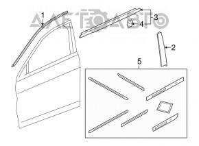 Molding door-glass central front right Honda Accord 13-17 butt