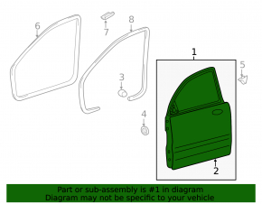 Door bare front right Hyundai Sonata 11-15 hybrid black AA