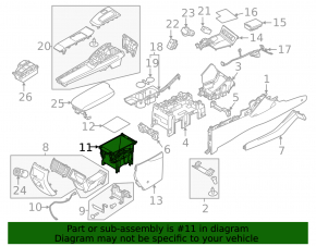Hyundai Sonata 20-22 black center console pocket with trim
