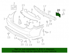 Rear bumper reinforcement fang right Hyundai Sonata 11-14 type 2 broken stud, rust