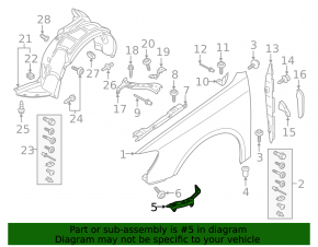 Front right fender bracket Audi A3 8V 16-18 e-tron lower