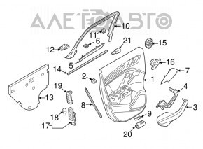 Door trim card rear right Audi A3 8V 15-20 4d, 5d, black, leather, armrest leather black, with squeaker, gray molding, scratches