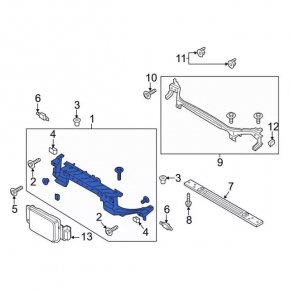 Upper radiator support Ford Fusion mk5 13-16 plastic