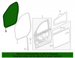 The front left door seal of the Chevrolet Malibu 13-15 is torn
