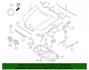 Left hood bumper BMW 1 E82 08-13 Side, Upper, On hood, outer, Coupe & convertible,