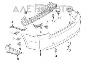 Bare rear bumper Subaru Impreza 4d 17-23 GK without parking sensors