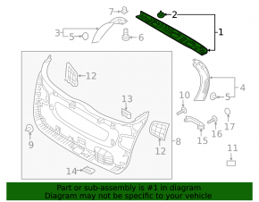 Upper trunk door trim Kia Sorento 16-20 black