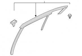 Upper rear left door molding Mazda 3 19- chrome with glass seal, butt