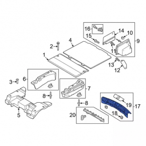 Ford Explorer 16-19 trunk opening trim black, broken fastener, scratches