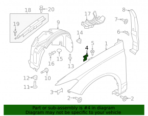 Right fender mount for Ford Fusion mk5 13-20