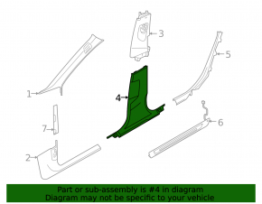 Lower right center pillar trim for Audi A6 C8 19-21, light gray