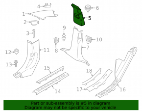 BMW X7 G07 19-26 Black Center Pillar Upper Belt Trim, Right