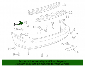 Left rear bumper mount for Lexus RX300 98-03