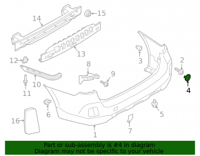 Left rear bumper mount cap for Subaru Outback 15-19