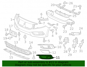 Right bumper grille Honda Civic X FC 19-21 for cruise, for fog lights