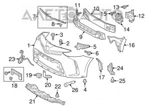 Right front bumper cap for Toyota Prius V 15-17, rest for turn signal, structure, crack in mount