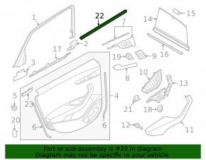 Glass seal inside rear right door Audi A4 B9 17-25