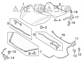 Left hood hinge for Mazda3 MPS 09-13