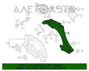 Trunk arch trim upper right Mini Cooper Countryman R60 10-16 black