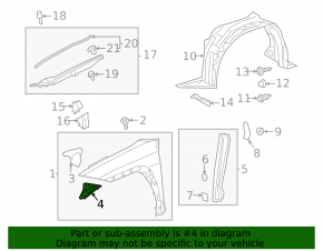 Front right wing bracket Lexus UX 19-26 front lower