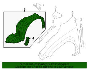 Front left fender liner for Subaru Crosstrek 24-26