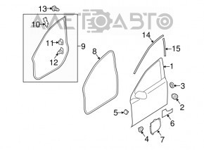 Door bare front left Subaru Outback 10-14