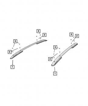 Right longitudinal roof rail for Jeep Renegade 19-23, black