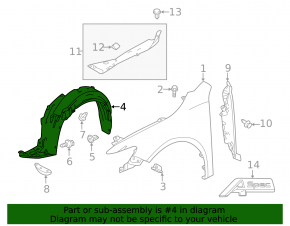 Front left fender liner for Acura TLX 18-20