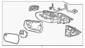 Left side mirror assembly Chevrolet Malibu 16-25 3-pin, structure