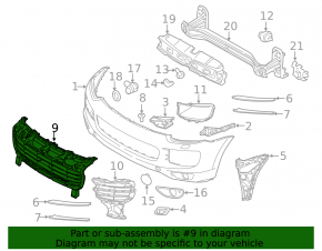 Upper grille of the front bumper Porsche Cayenne 958 15-18