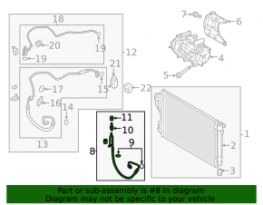 Kia Optima 11-16 hybrid air conditioner condenser-compressor tube