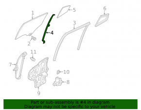 Rear right door glass guide Mazda 3 14-18 BM