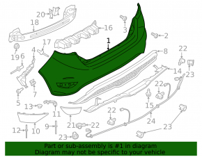 Rear bumper bare Ford Fiesta 11-19 5d