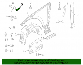 Front fender bracket, left front upper, Land Rover Range Rover Velar 18-23