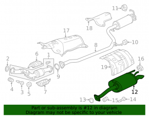 Muffler rear with barrel Acura ILX 13-15