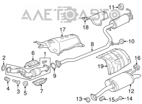 Muffler rear with barrel Acura ILX 13-15