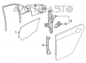 Rear left door glass guide for Cadillac CTS 14-19