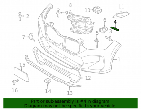 Front bumper mount, right fender, BMW X1 U11 24-25, upper part